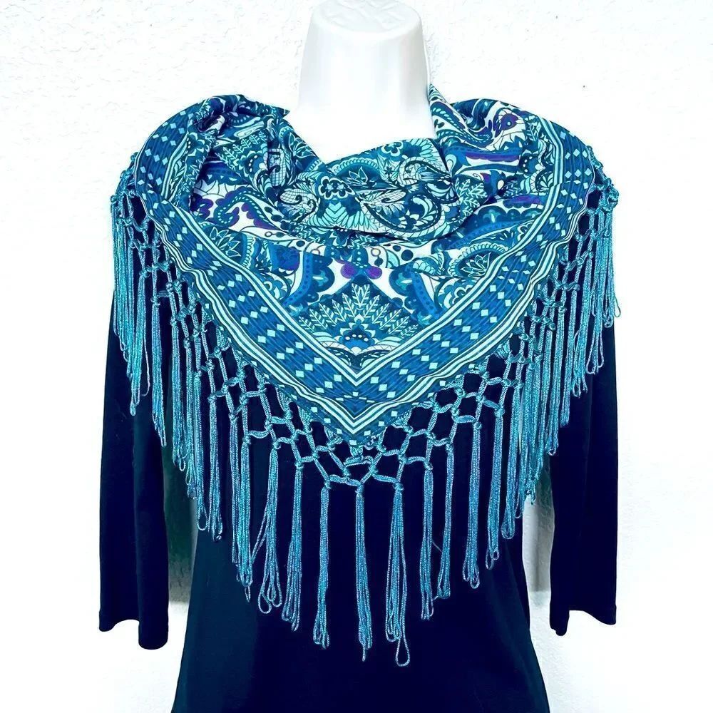 Teal Purple Shoulder Scarf Shawl Neck Accessory